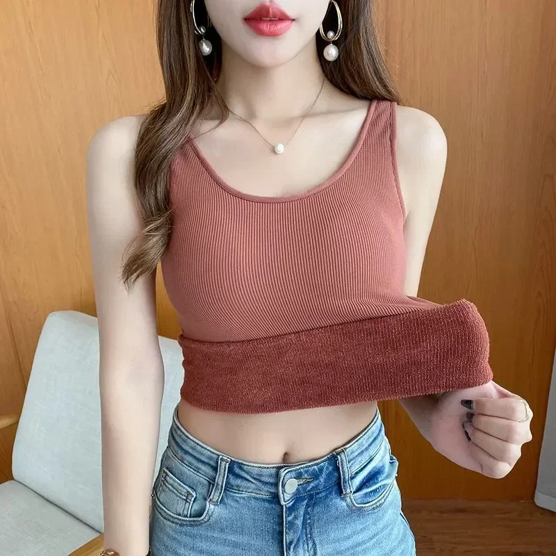 

Camisole Thick Ladies Inner Tops Vest Bottoming Thermal 2023 Female Winter Warm Women Velvet Tanks New Thicken Plus