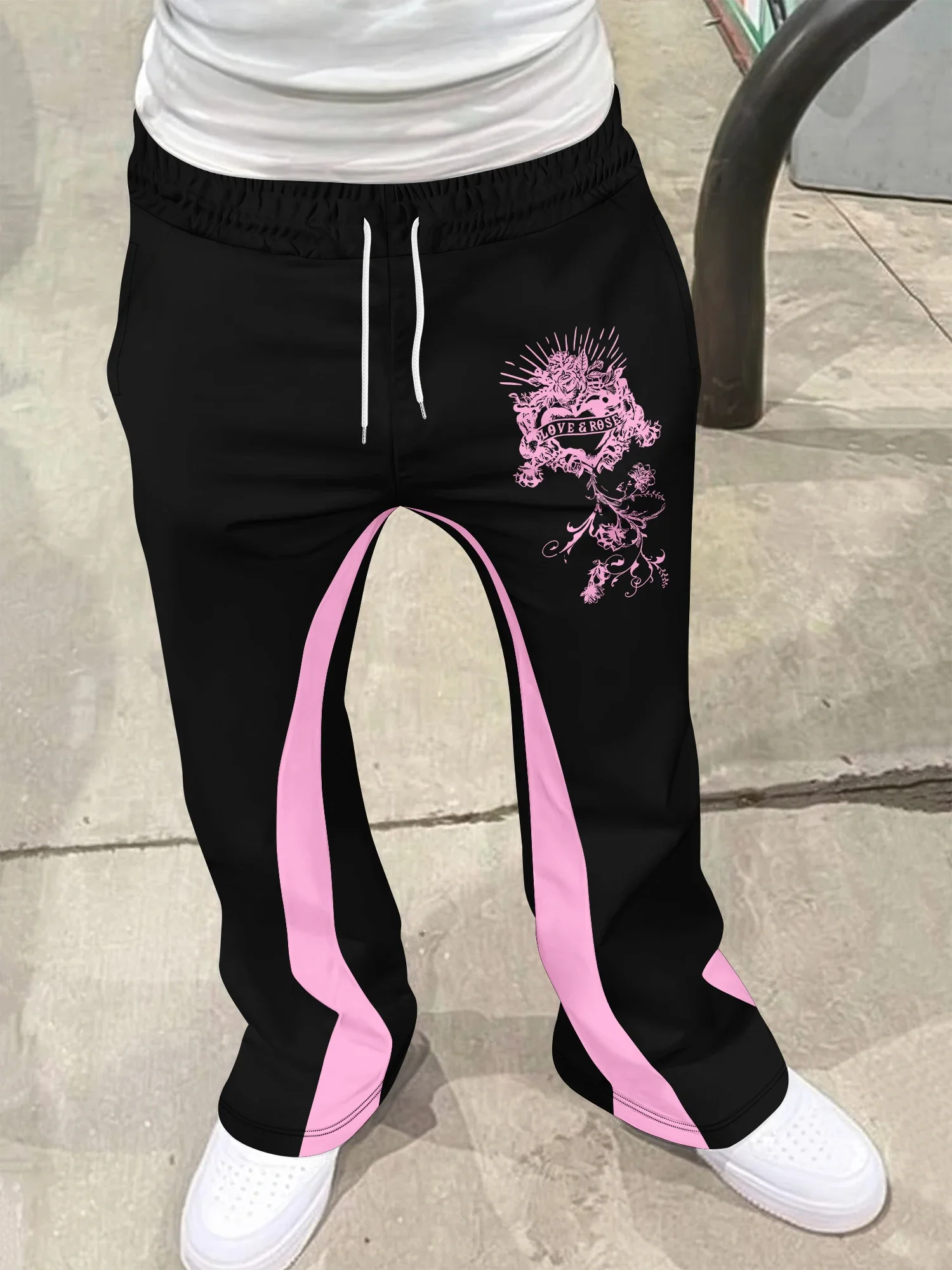 

Y2k расклешенные брюки повседневные спортивные штаны со средней талией спортивная женская одежда уличная одежда в стиле хип-хоп винтажные брюки мужские свободные брюки с 3D принтом