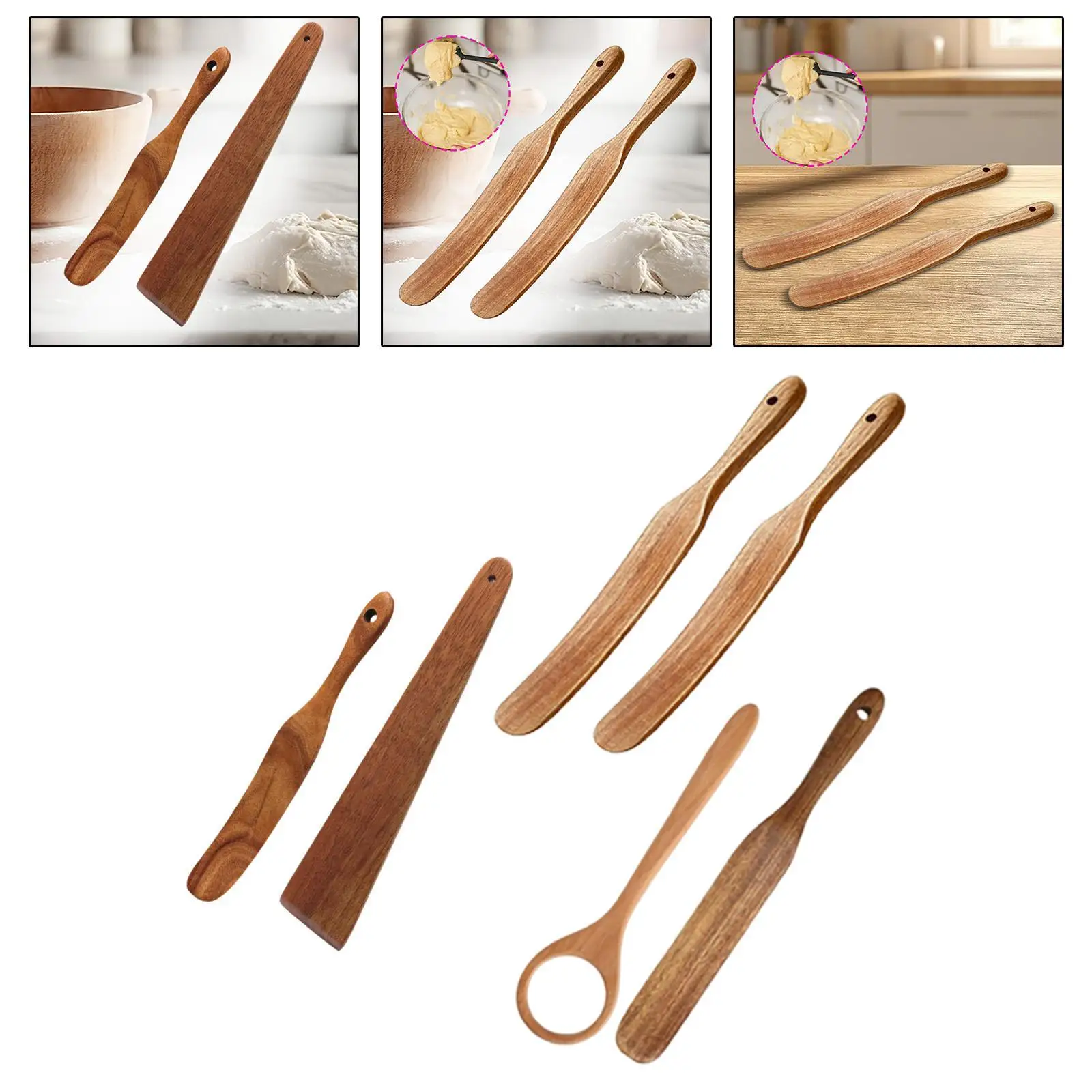 

Flat Wooden Turner Cooking Utensil Wooden Spurtle Sourdough Bread Mixing Spurtle for Stirring Whisking Blending Serving Turning