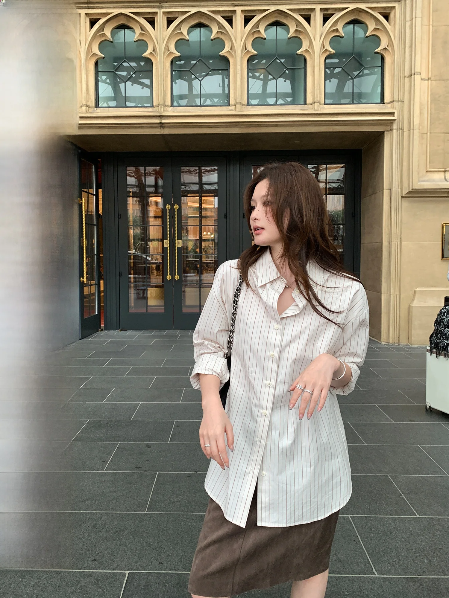 Pusumede Casual Loose Women's Long Sleeve Shirt High Intelligence Sensation Striped Shirt Comfortable Cotton Business Casual