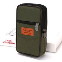 Wallet Purse Double Layer Men Phone Bag Belt Pouch Canvas Mobile Phone Pouch Casual Vertical Men Waist Pack Camping