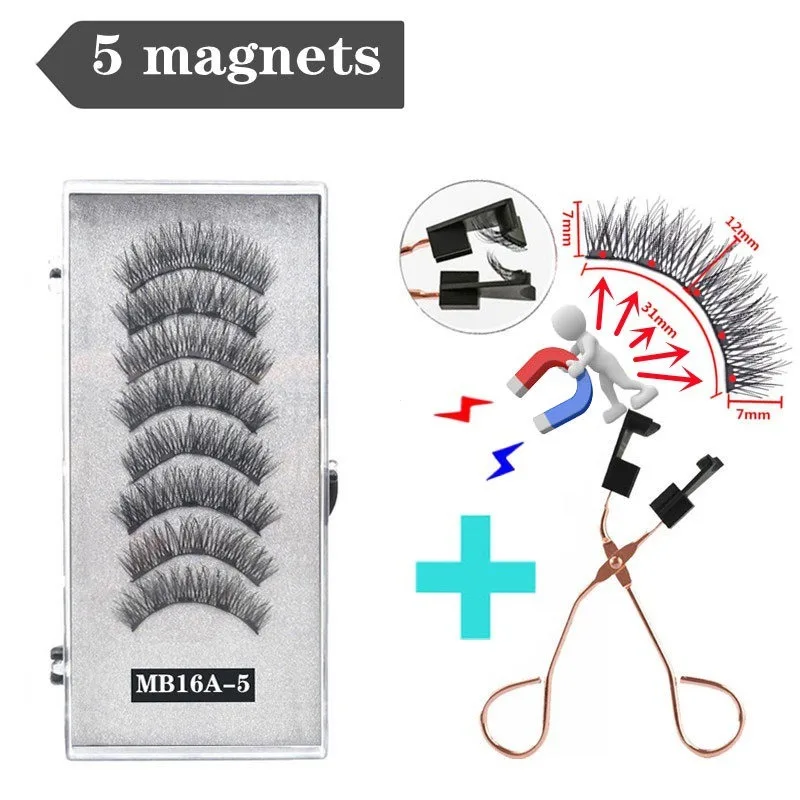 3d Natuurlijke Magnetische Wimpers Met 5 Magnetische Wimpers Verzending Doos Wimpers Handgemaakte Valse Gift Herbruikbare Ondersteuning Druppel Magnetische