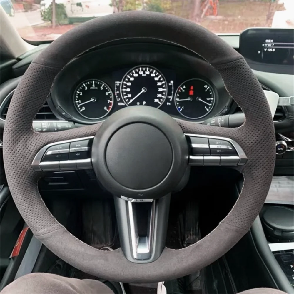 

Изготовленный на заказ оплетка на руль автомобиля, замшевый чехол для Mazda CX-30 CX30 2020-2023 Mazda 3 Axela 2021, автомобильные аксессуары