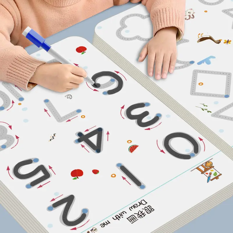 마술 추적 워크북, 교육용 몬테소리 책, 펜 컨트롤 훈련, 재사용 가능한 캘리그래피 카피북, 어린이 장난감