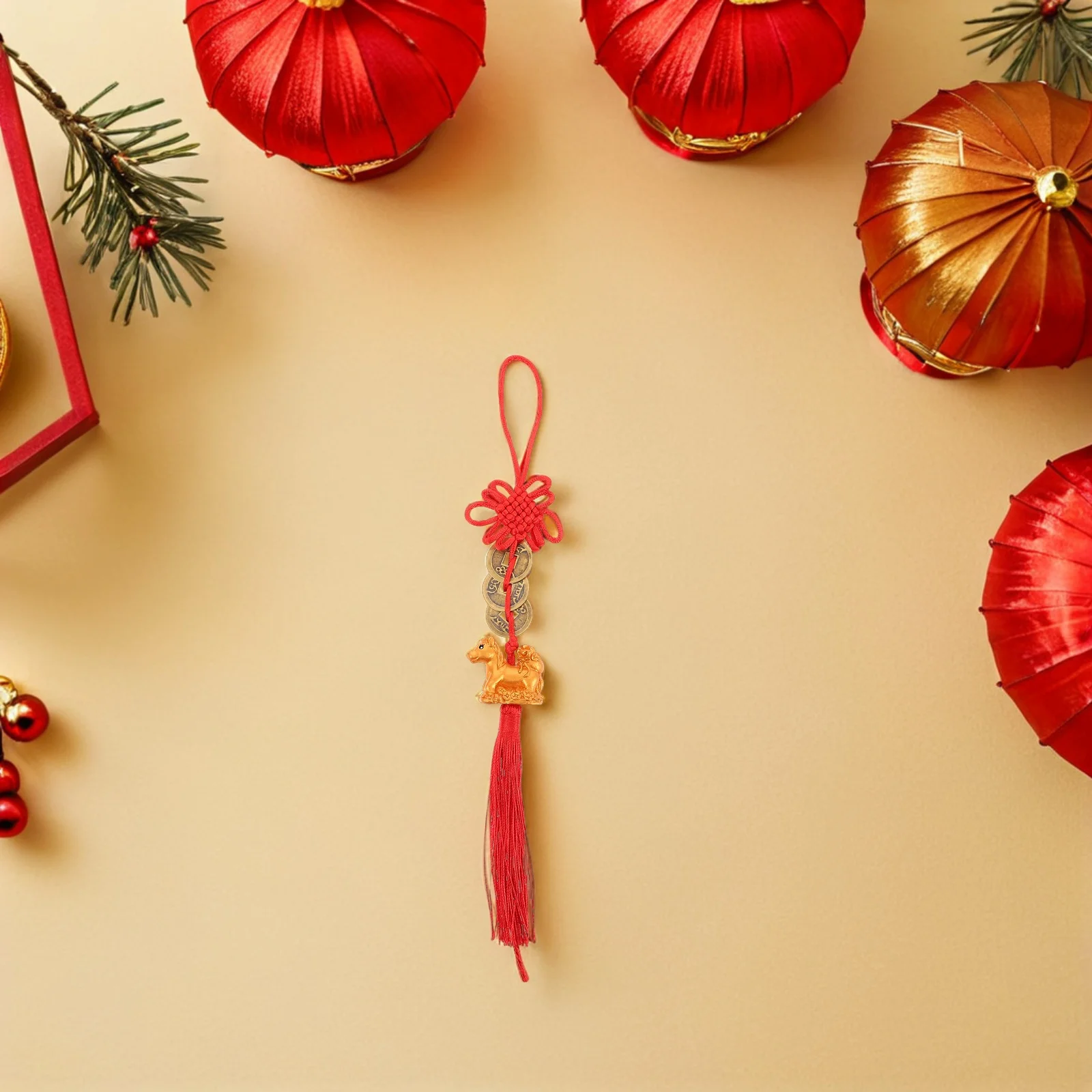 

4 Pcs Car Hanging Decoration Accessories Horse Year Feng Shui Charm Wealth Money Polyester Ornament Zodiac Travel Chinese New