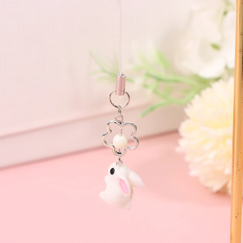 Lovely Rabbit Bowknot Phone Lanyard Keychain image