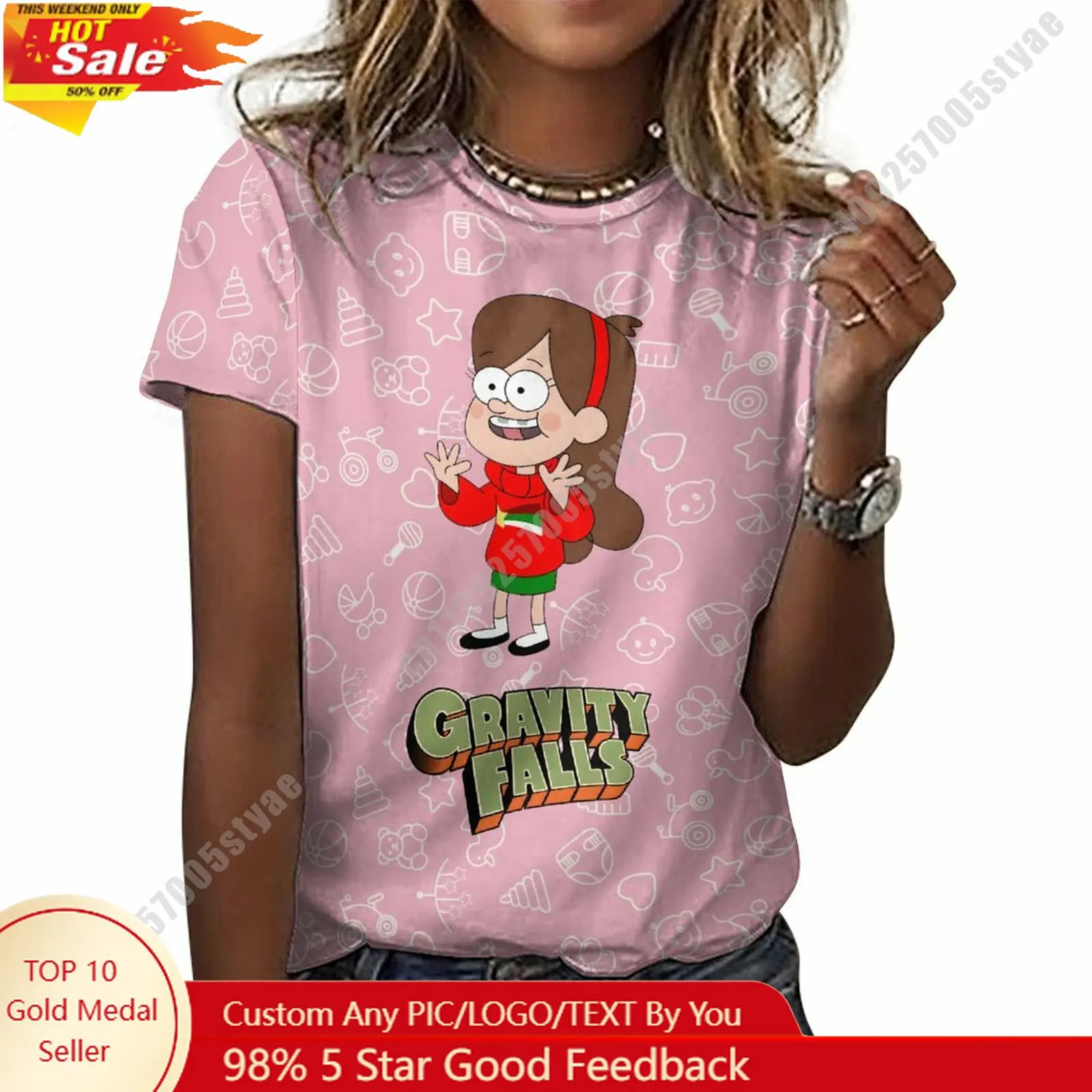 

Mabel Pines T Shirt Disney Cartoon Custom Your Own Cotton Tee Personalized Photo Text Casual Street Style Short Sleeved Top
