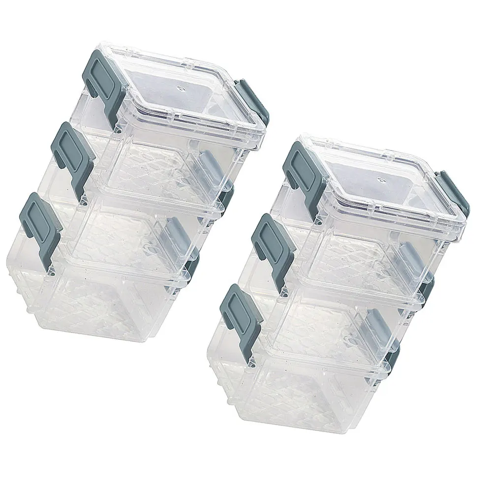 

6 pcs Clear Storage Boxes Square Containers with Lids Stackable Bins for Jewelry Organizer Desktop Case Plastic Travel