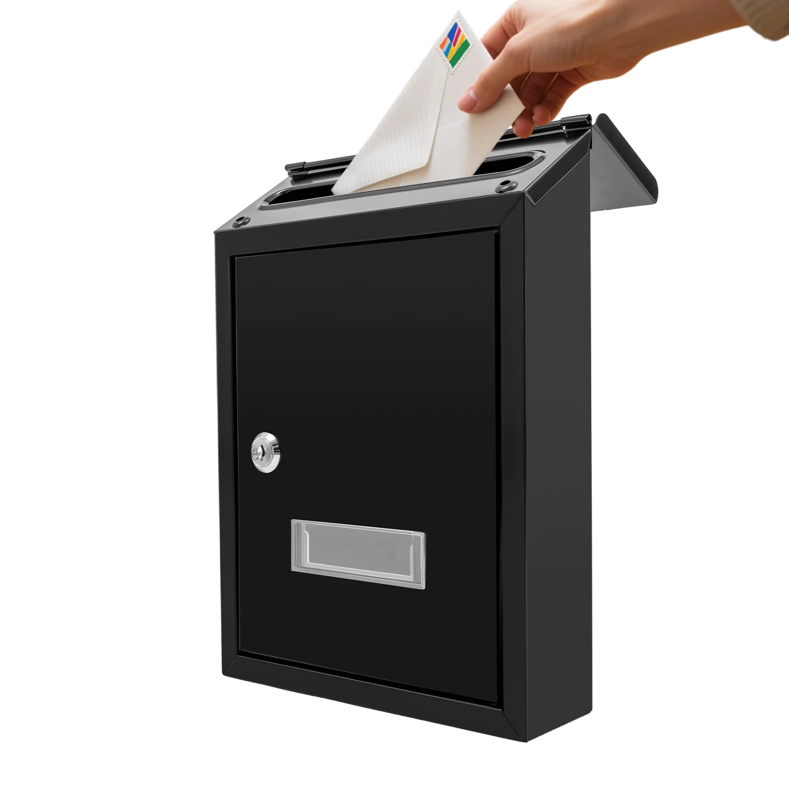 صندوق بريد مثبت على الحائط من الحديد الأسود الحديث بارتفاع 30 سم مقاوم للصدأ المجلفن للديكور المنزلي الخارجي