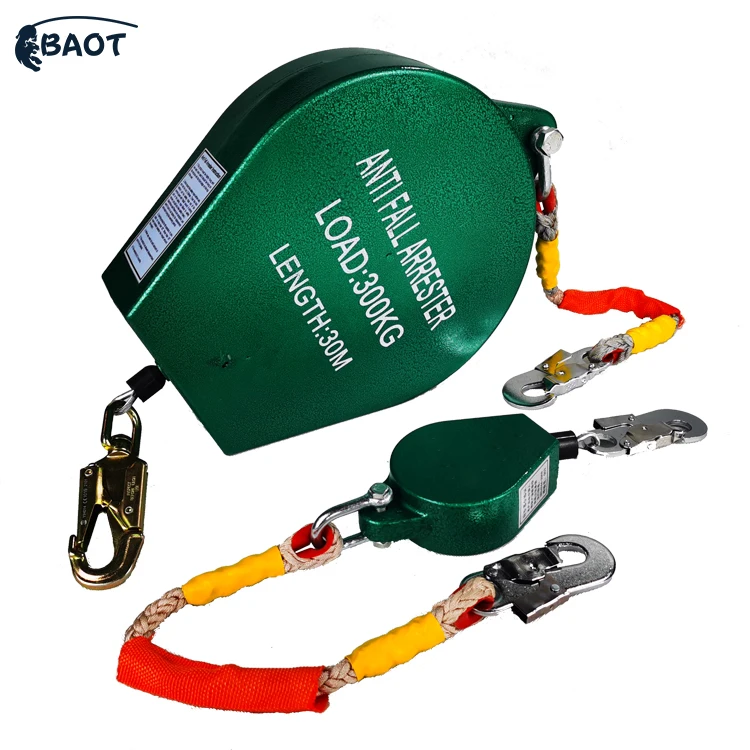 Portable Manual Double Lock Descender Fall Prevention Safety Rope Self Retractable Fall Arrester with Climbing Accessories