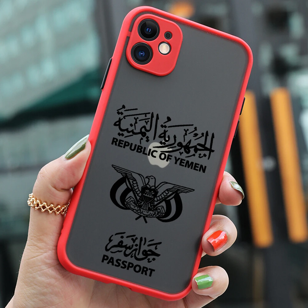 Yemen Passport Phone Case For iPhone 15 14 13 12 11 Mini Pro Max X XR XSMax 7 8 Plus Matte Transparent Back Cover