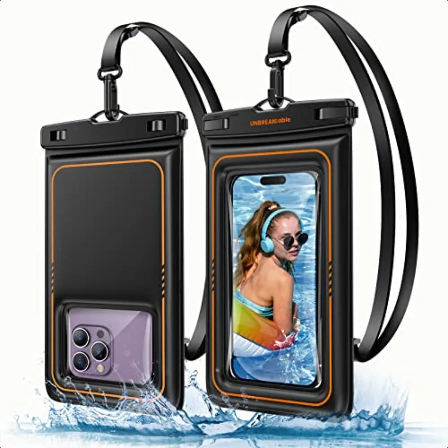 

UNBREAKcable Floating Waterproof Phone Pouch 2 Pack IPX8 Waterproof Phone Case Dry Bag Kayak Beach Cruise Travel entials Water