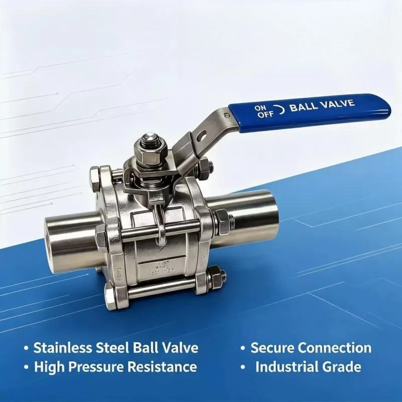 316 Stainless Steel 3 Piece Ball Valve Manual Welded PTFE FKM Seal