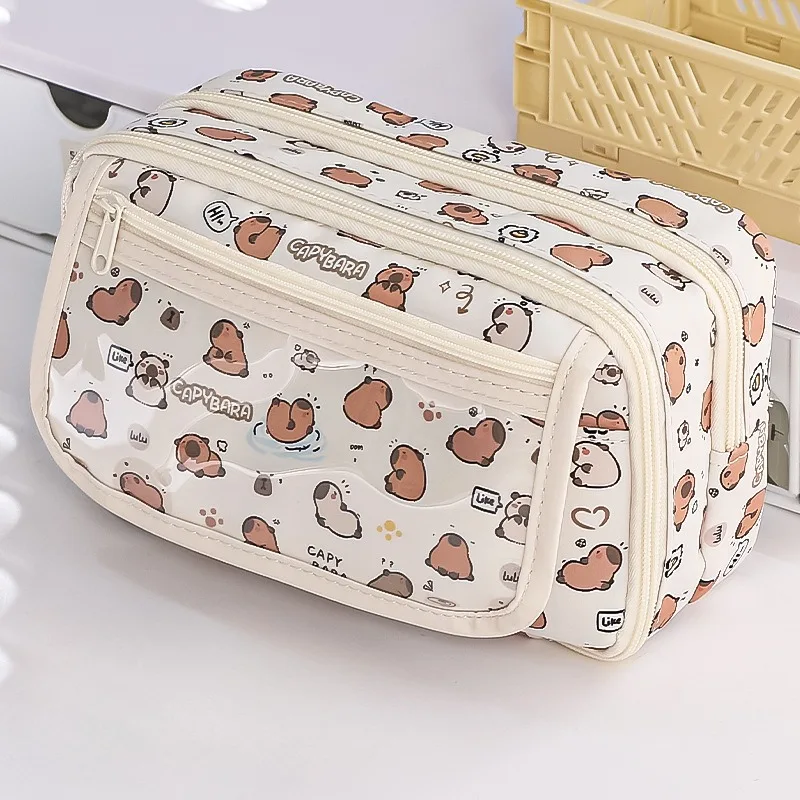 High Quality Kapibara Cartoon Pencil Case with Flip Top for Easy Access and Large Capacity for Stationery Storage