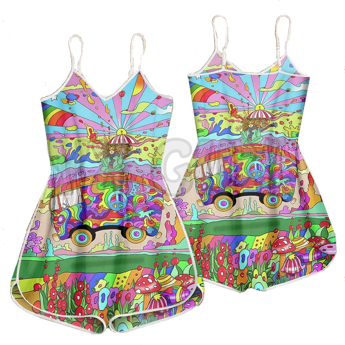 YX GIRL Psychedelic Astronaut 3D Romper Cetak Seluruh Bagian Pakaian Bohemia Wanita Musim Panas