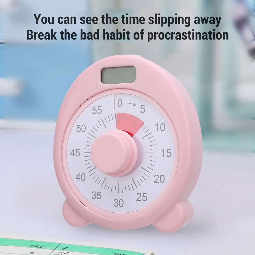 60 Minutes Visual Countdown Timer Dual Screen Electronic Timing Mechanical Timing Device Magnetic Backplate Easy Install