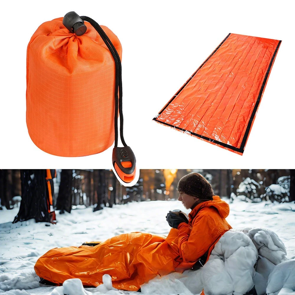

Outdoor Emergency Sleeping Bag Thermal Survival Blanket Heat Retention Gear for Camping Hiking Wilderness Hypothermia Protection