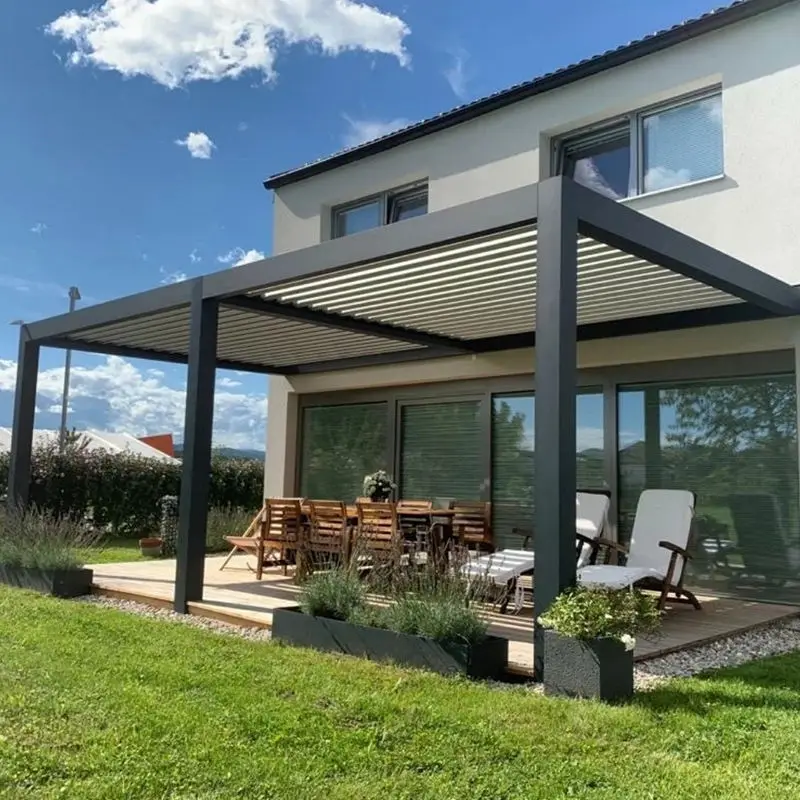 Luxurious Install Against The Wall Aluminum Alloy Pavilion Summer Outdoor Casual Heavy Duty Pergola Rainproof Sunshade Gazebo
