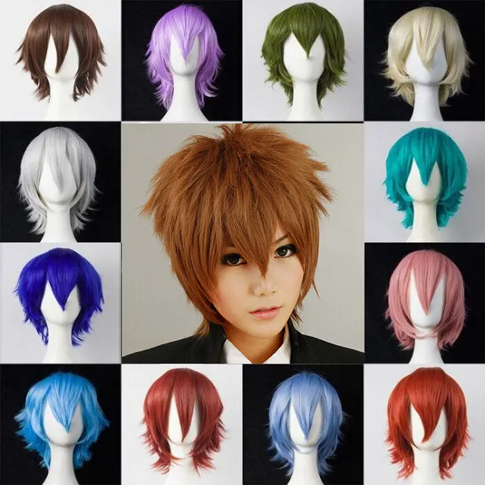 Sexy Short Hair Full Wigs Multi-color Cosplay Costume Fashion Anime Party Hair