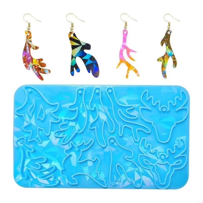 Unique Antler Silicone Mold Christmas Elk Deer Antler Resin Mold DIY Keychain Earring Mold with Hole