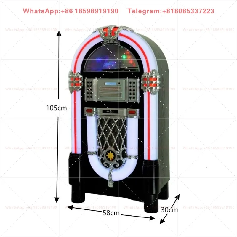 Full-Size Vintage Jukebox Vinyl Record Player Turntable for Consumer Electronics Enthusiasts