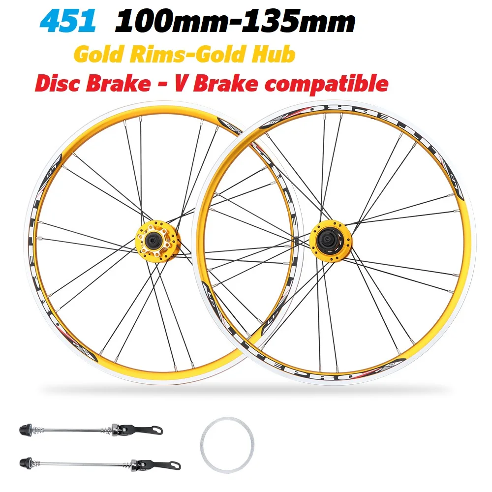 Litepro 451 406 Folding Bike Wheelset O.L.D 74mm 100mm 130mm 135mm Hubs Wheel Set Aluminum Alloy Double Wall Rims Sp8 10-11speed