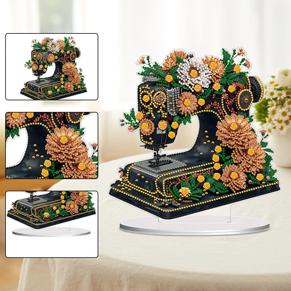 

Double Sided Special Shaped Flower Sewing Machine Diamond Painting Desktop Ornament Diamond Painting Ornament Kits for Beginner