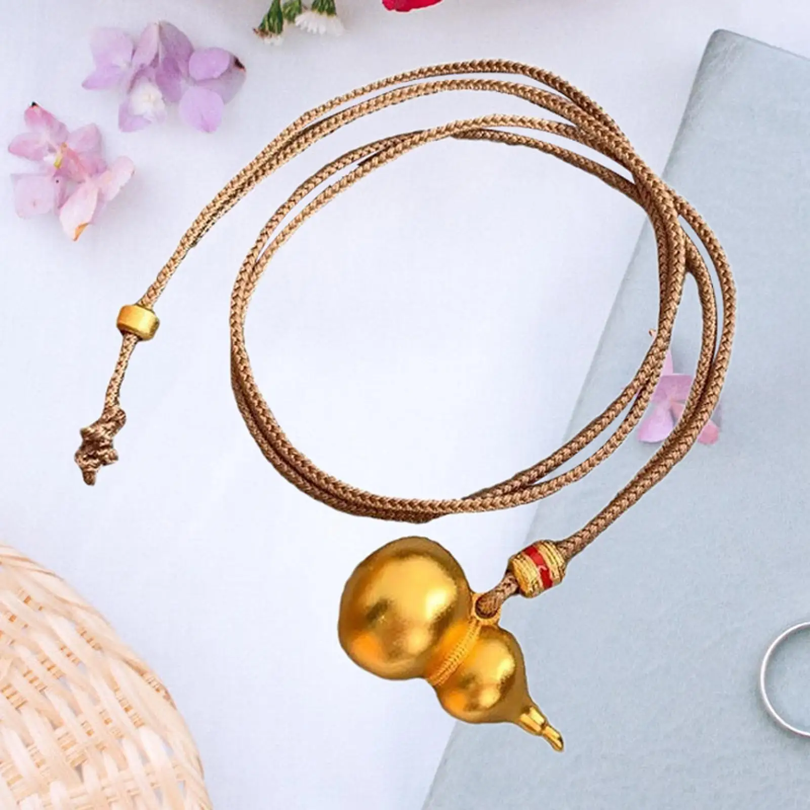 

Gourd Pendant Necklace Neck Chain Unique Adjustable Braided Rope Charm Necklace