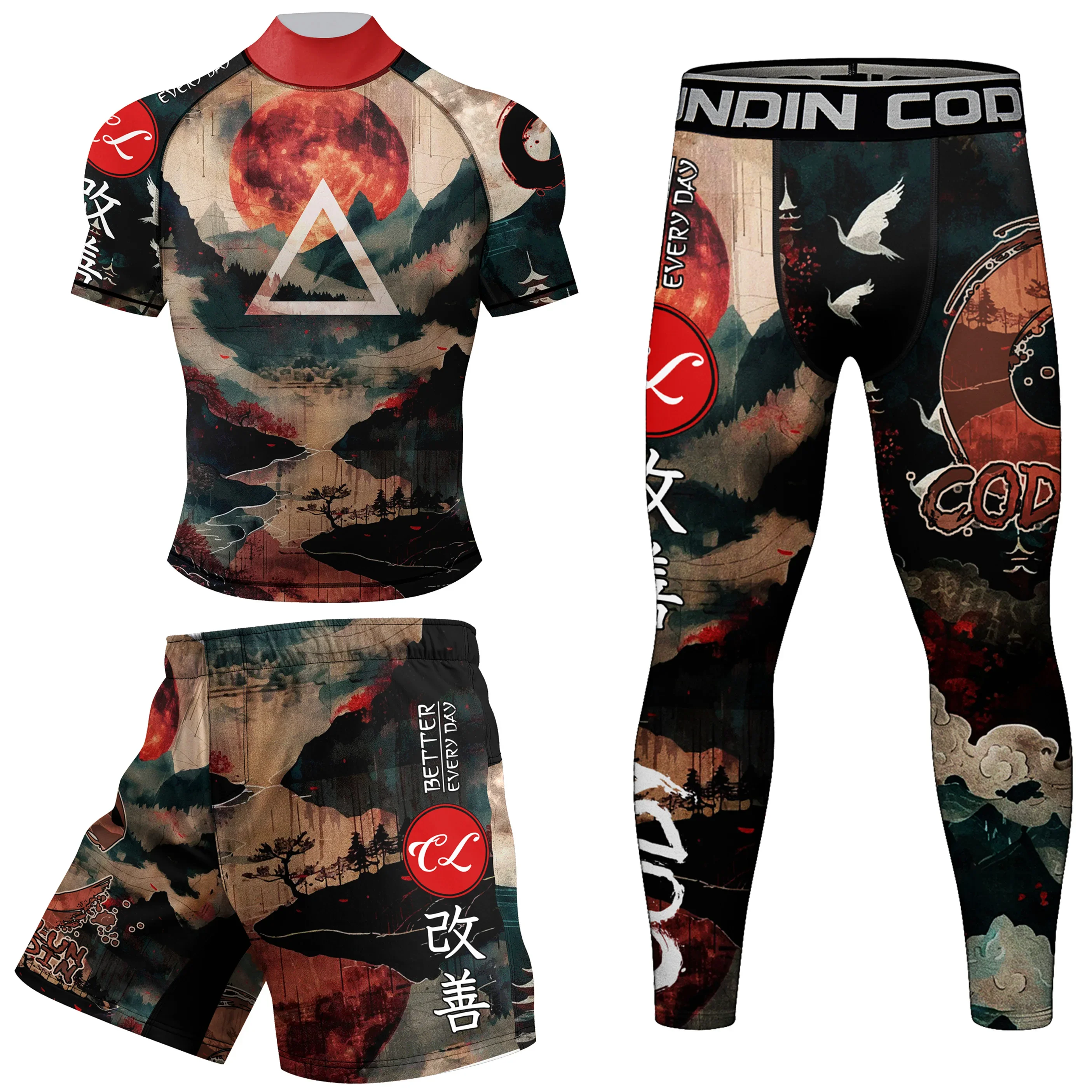 Férfiak MMA ökölvívó állítsa sportwear muay Thai jiu jitsu rashguard Futóverseny Tréning Felsőruha Használhatóság Begyakorlás edzőterem Öltözés Sportág Angol kosztüm