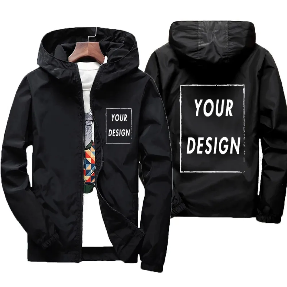 Autumn Jacket with Custom Frame Logo Men's Warm Waterproof Windbreaker Fashion Casual Black and Red Outdoor Green Jacket