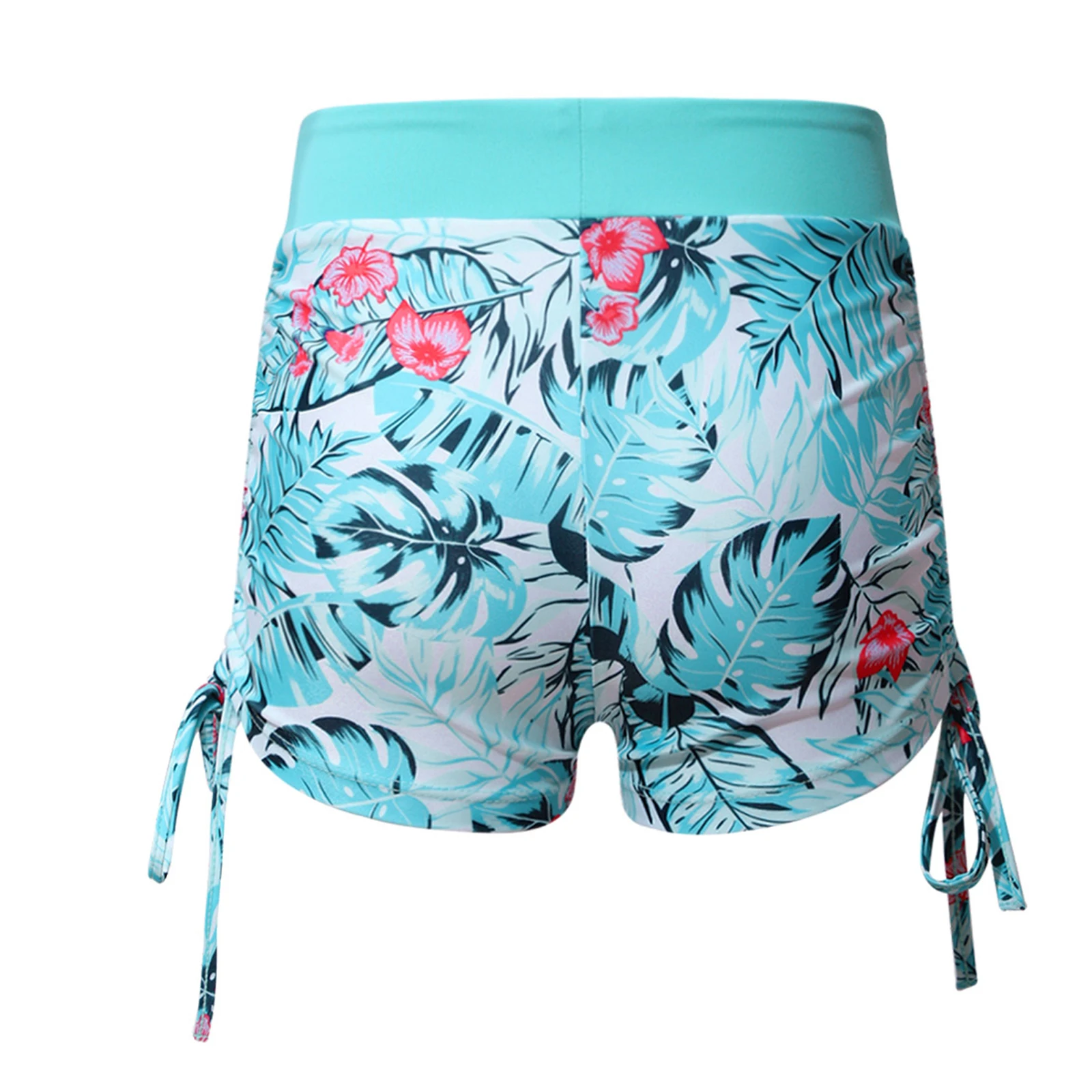 Kids Girls Print Swim Shorts Elastic Waistband Side Drawstring Boyshorts Shorts Summer Tankini Bottoms for Pool Beach Swimwear