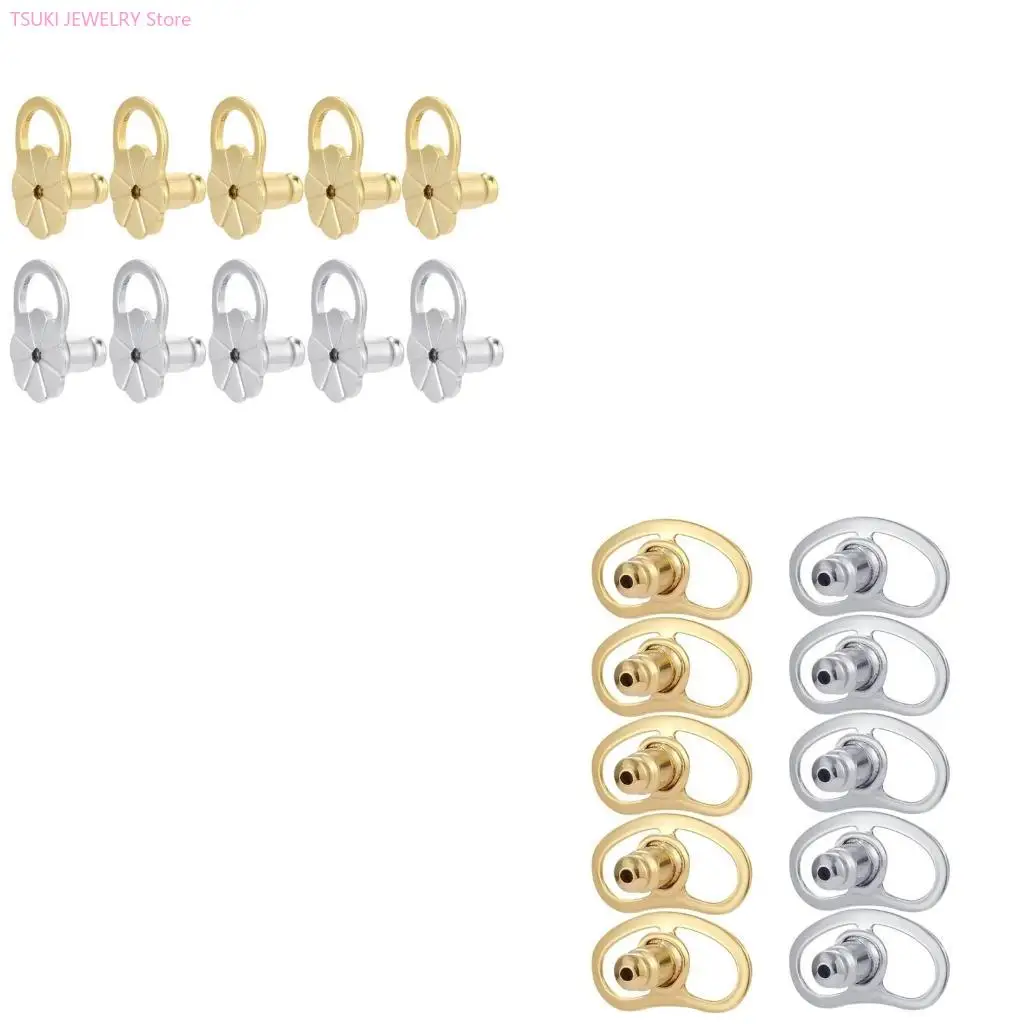 

62KE 10pcs Pigs Nose/Flower Shaped Earring Backs Earring Backs Unique Shaped Lifter Locks for Enhanced Earlobe Support