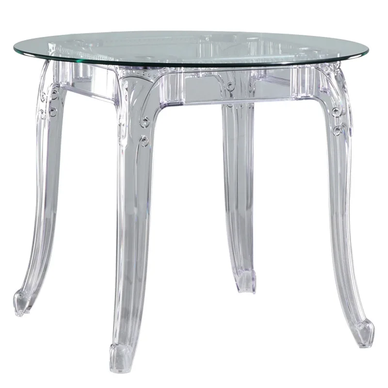

Transparent acrylic glass table High-end milk tea shop round table Square Simple household dining table
