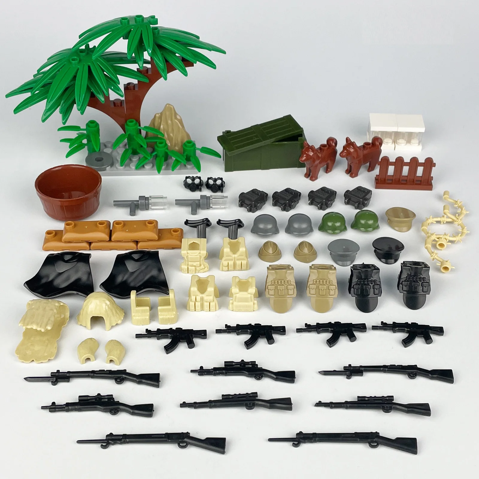 Military Accessories Bricks Swat Miniature Weapon Soldier Guns Fence WW2 Army Parts Building Block PUBG Mini Action Figures Toys