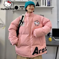 Sanrio Hello Kitty Y2k Pink Clothes Winter Cute Cotton Coat Women Korean Versatile Jacket Cartoon Aesthetic Zipper Cardigan Tops