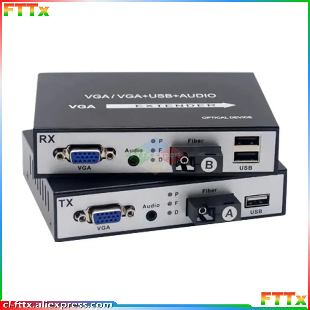 

VGA To Fiber Optic Converter Extender Repeater Transmitter Receiver With USB KVM And 3.5mm Audio VGA Video to Fiber Extender