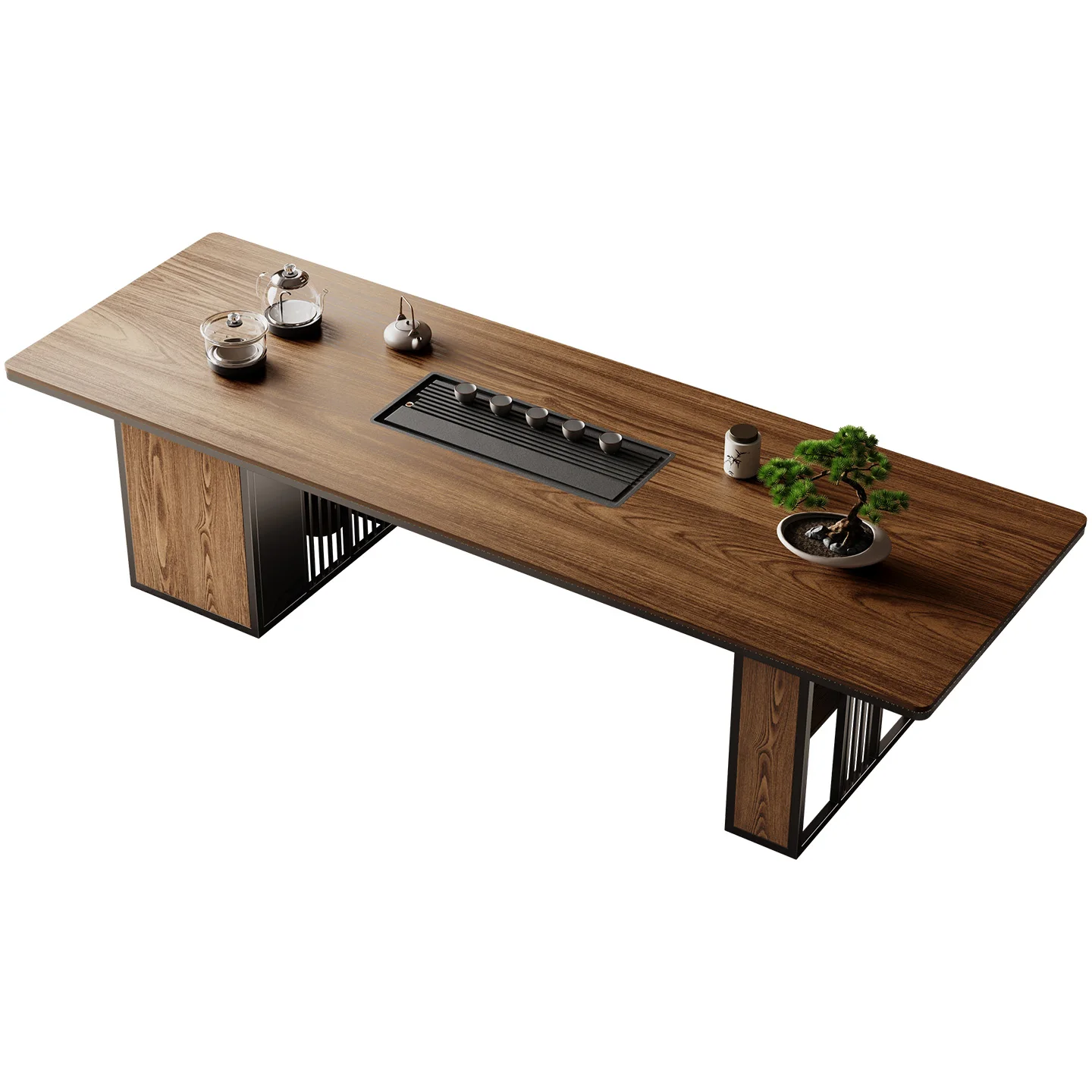 

Modern simple living room table balcony light luxury solid wood home chair combination tea stove