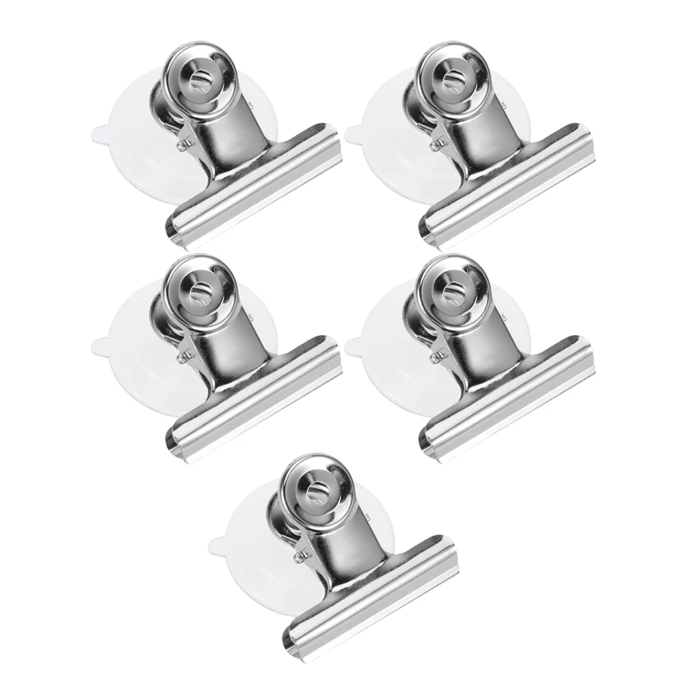 5 Pcs Stainless Steel Clip Suction Cups Clamps Holder Pvc Chip Bag Clips Suction-cup