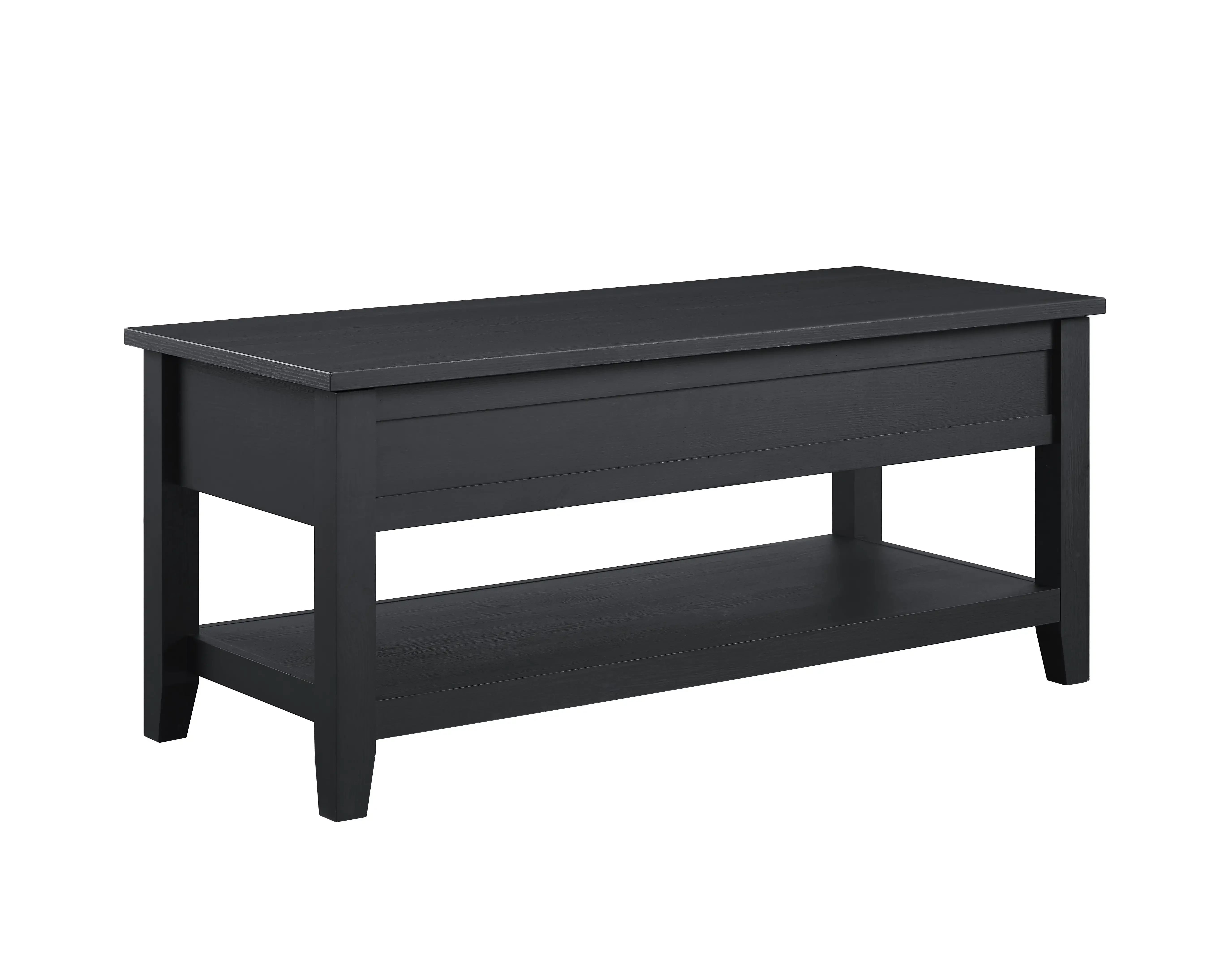 Lift Top Coffee Table with Storage Shelf, Black wood finish