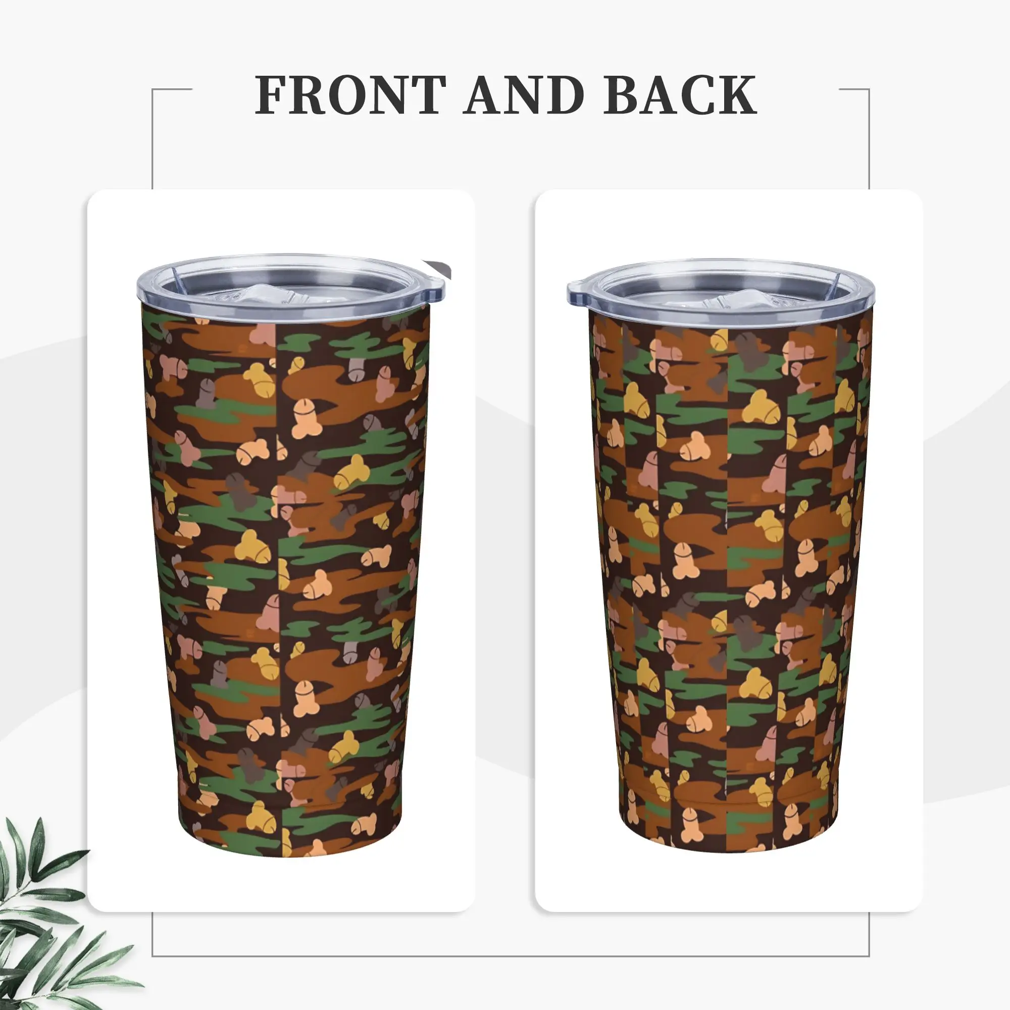 CAMOUFLAGE FUNNY PENIS PATTERN  Tumbler Vacuum Insulated  Coffee Cups Vacuum Flask Office Home Mugs Spill Proof, 20oz