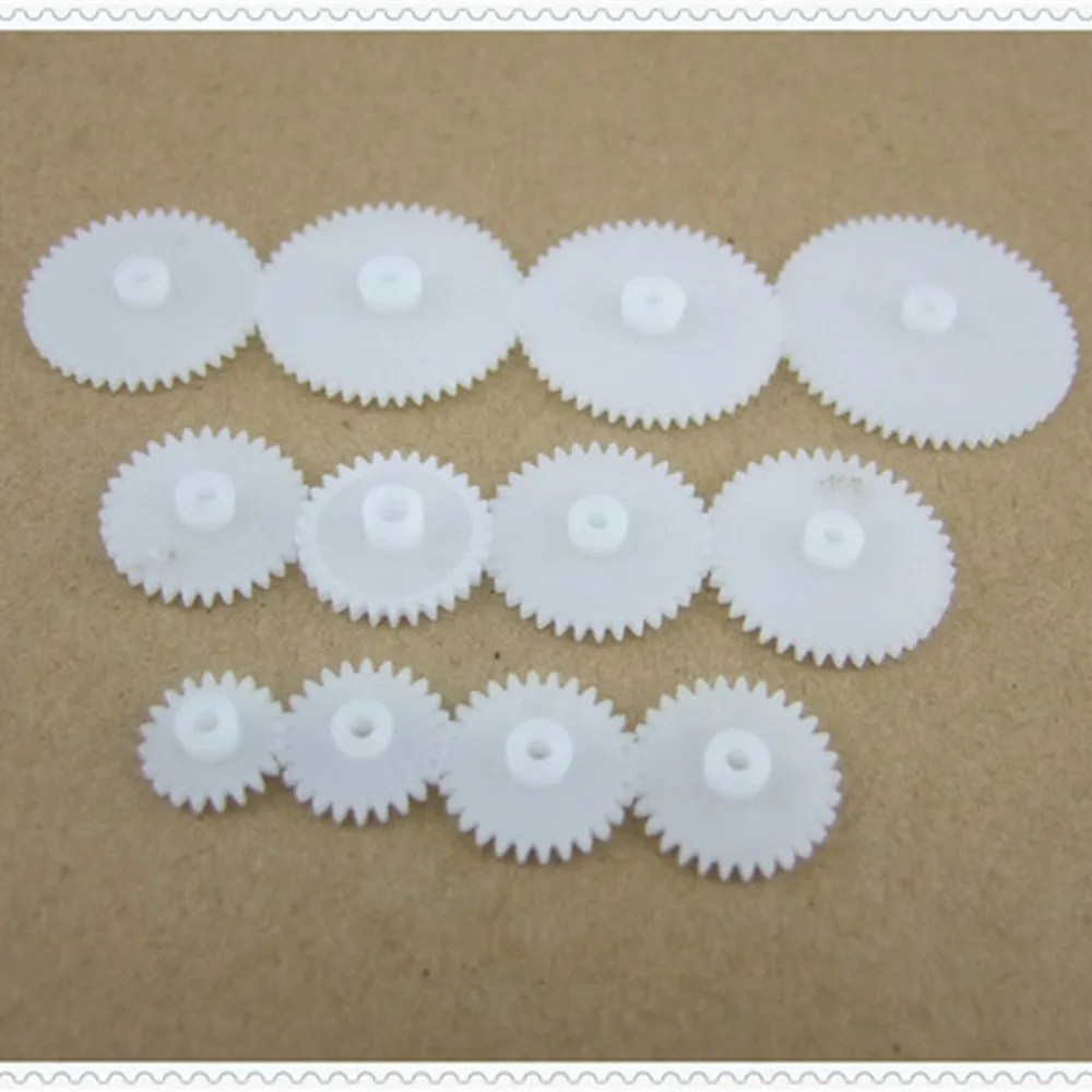 12pcs/lot DIY Plastic Shaft Gear Set Single Layer Transmission Gear Robot Parts