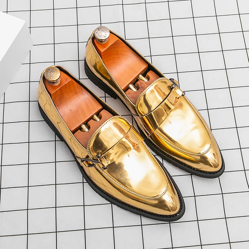 Business Men Loafers Sharp Pointed Patent Leather Shoes for Casual Comfortable Breathable Versatile Use Sizes 38-46 Men's Shoes