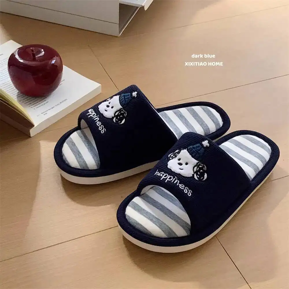 

Women Slippers Puppy Cotton Linen Slippers Lightweight Sweat Absorbent Couple Slippers Spring Summer Home Floor Shoes