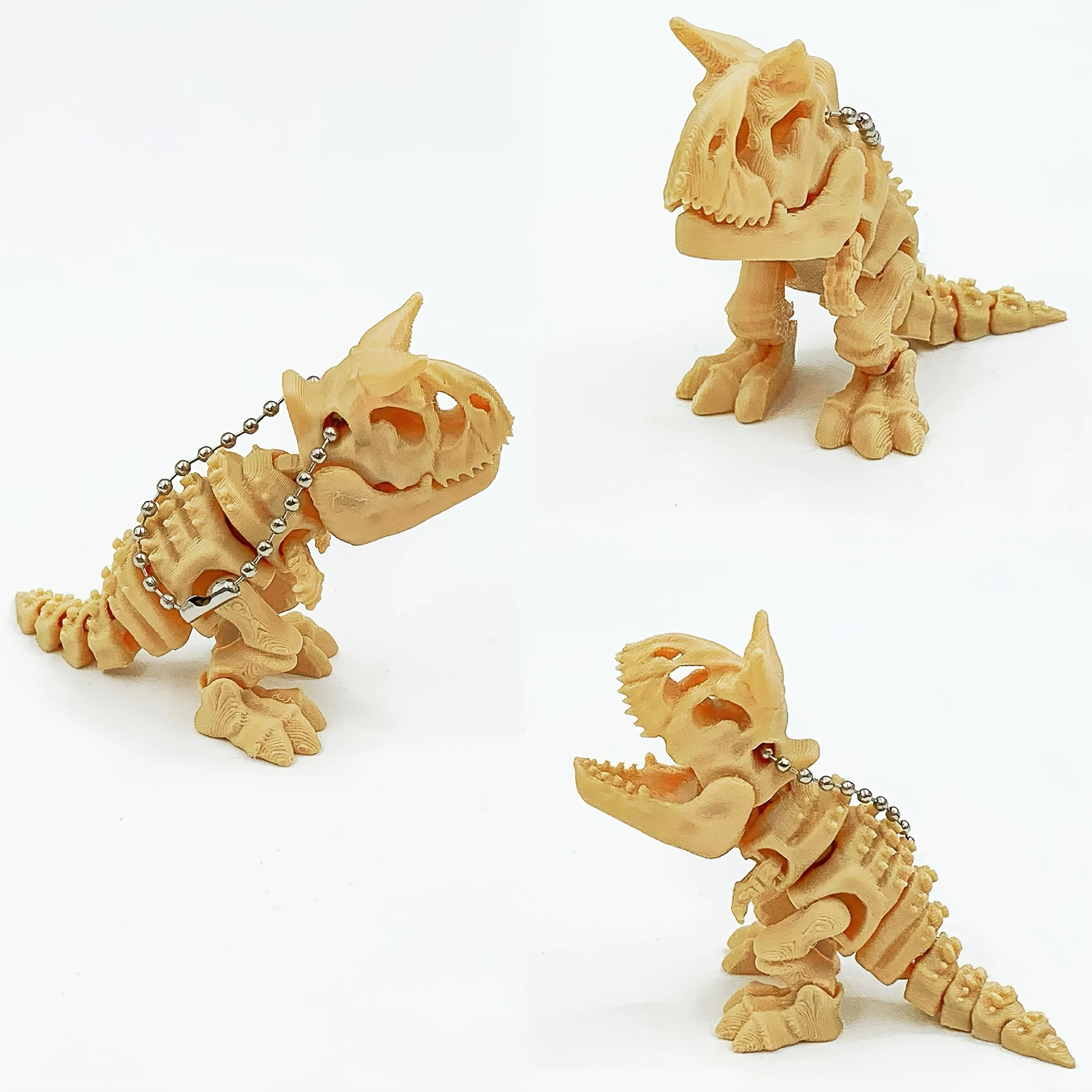 3D printed skeleton cow dragon keychain skeleton pattern+horn sharpness, hardcore personality, full of collection sense