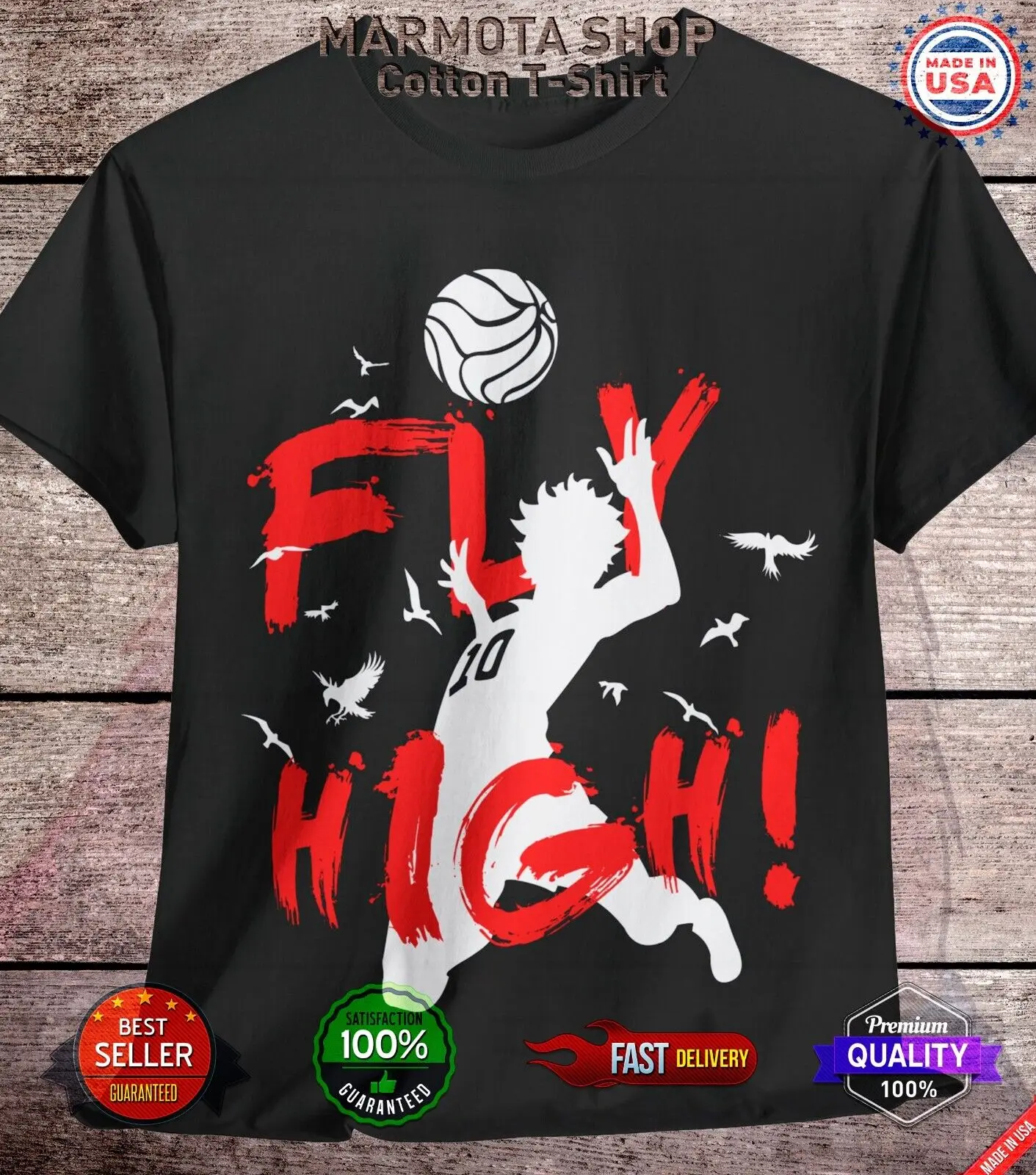 

Fly High Hinata Haikyuu Tobio T-Shirt Anime Japanese Tee Shirt Volleyball Manga