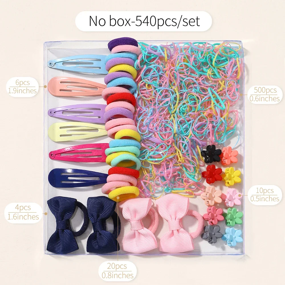 

1125pcs A Bag of Multipurpose Children Lovely Colorful Flower Clip BB Clip Disposable Hair Ring Leather Band Hair Wholesale Gift