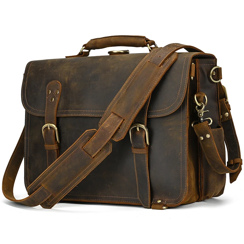 Echt leder Herren Aktentasche Tasche Rindsleder Laptop tasche Vintage Business-Tasche Echt leder Rucksack Tasche 3 in 1