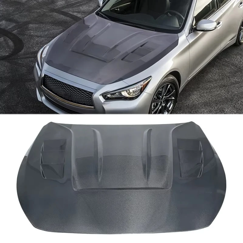 

DS Style Vented Front Bonnet Hood for Q50 Q50 Q50s Q50l Real Carbon Fiber Engine Hood
