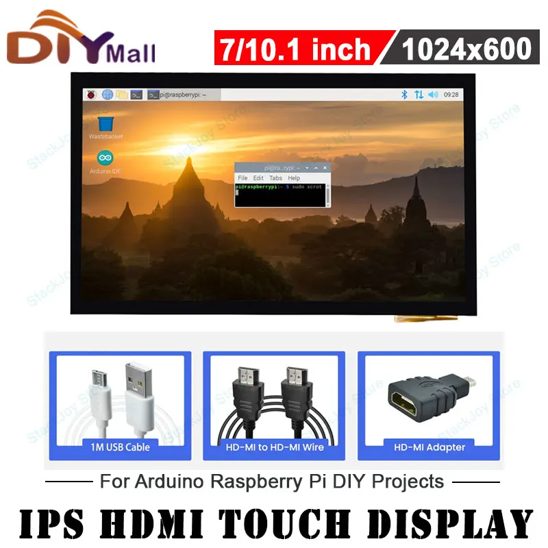 

7"/10.1" IPS HDMI Touch Display 1080P Capacitive Screen for Raspberry Pi 4B/PC No Driver Needed, HD Multi-Touch Monitor