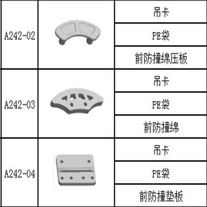 WLtoys A242 1:24 RC Car Parts A242-02 A242-03 A242-04 Pre collision cotton Press plate Cushion plate 3pcs/lot